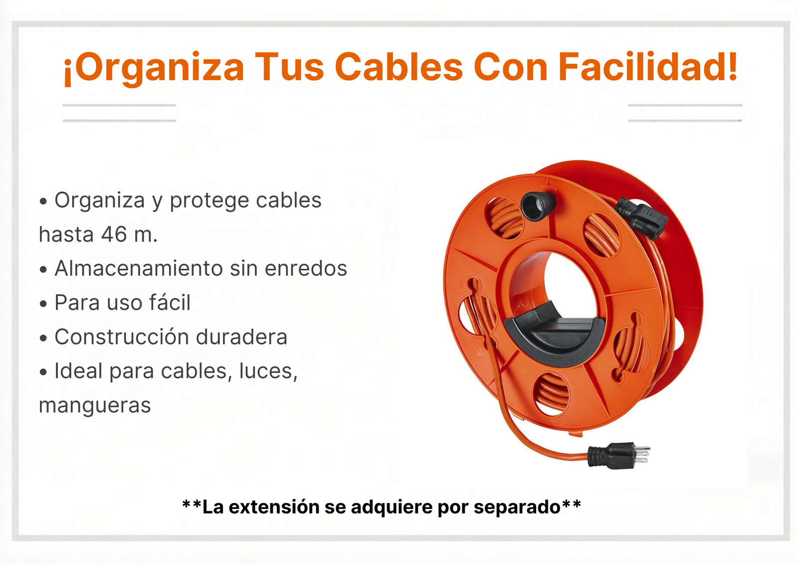 Professional flyer with orange cable reel on white background