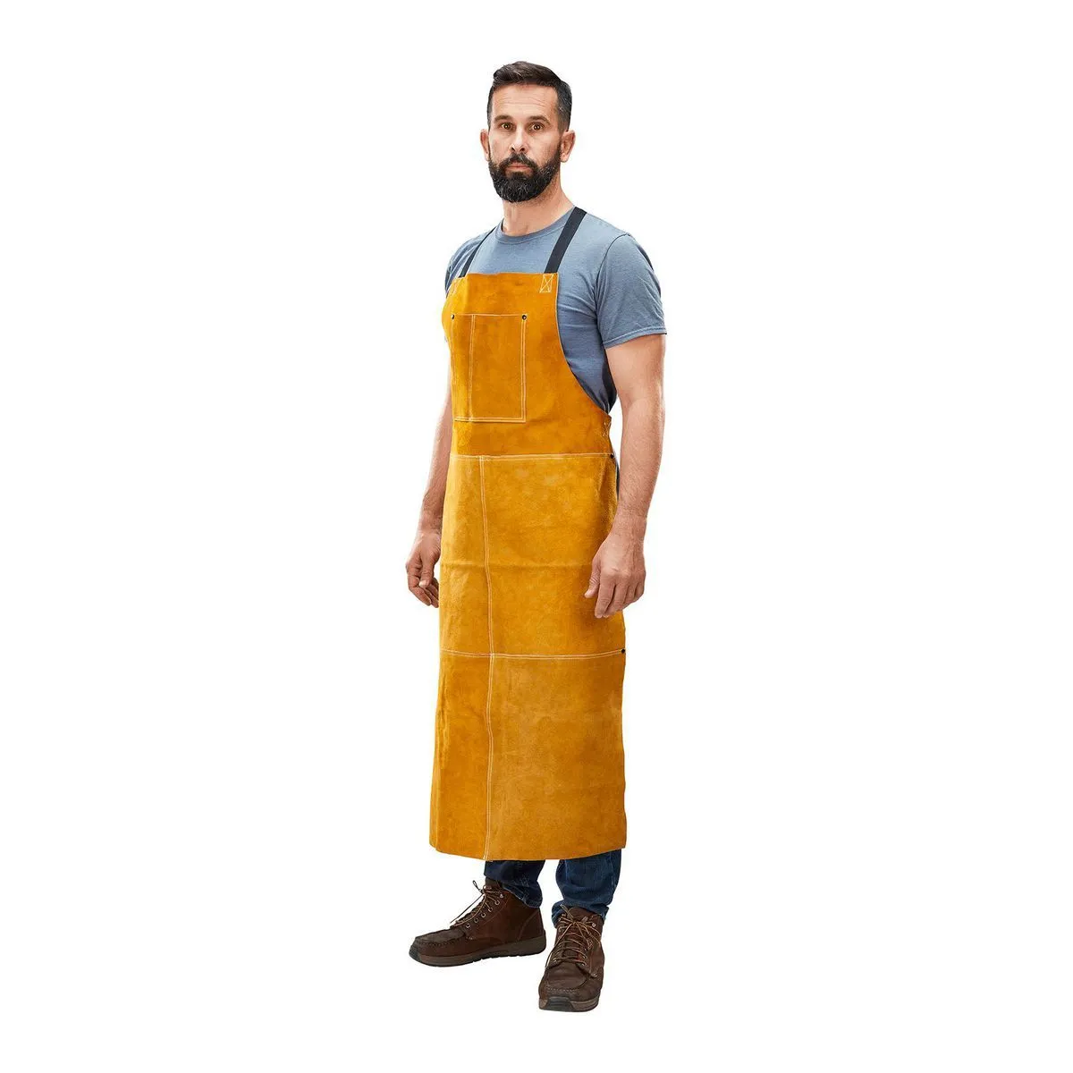 Mandil De Cuero Para Soldador Extra Largo Titanium
