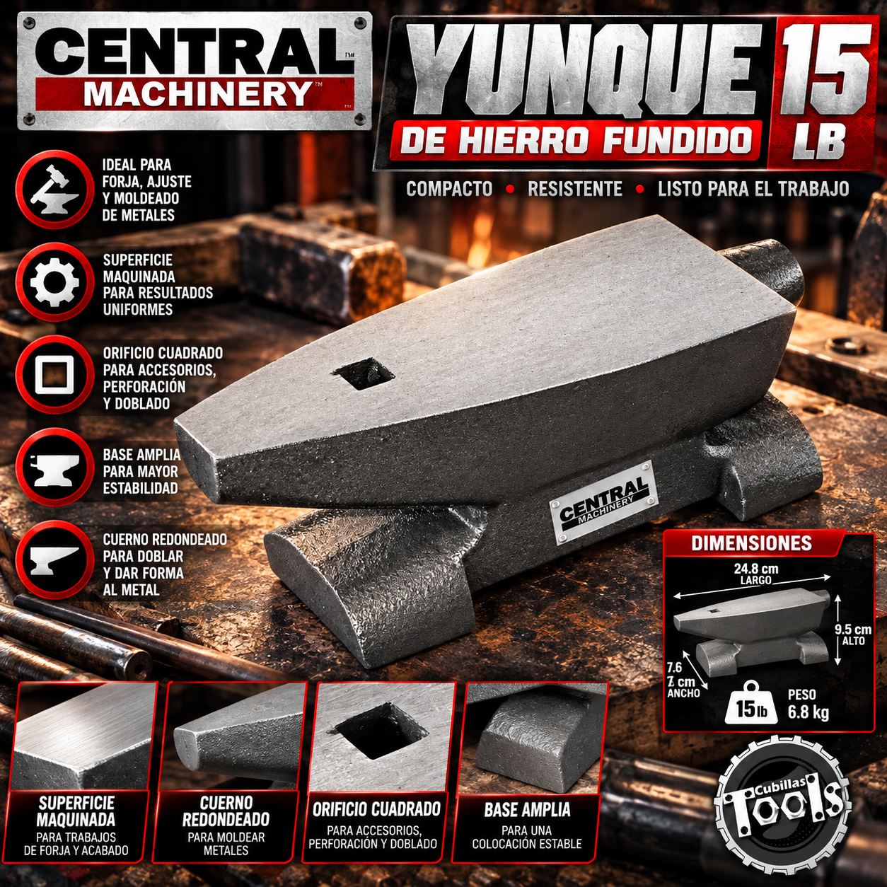 Yunque Industrial de 15 Libras